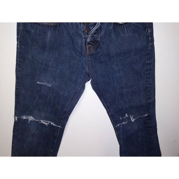 ABERCROMBIE & FITCH MENS Jeans Button Fly Distressed ripped 33x32 Y2k straight - Picture 4 of 11